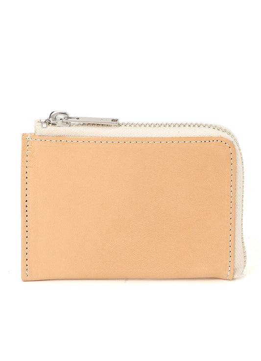 TANNED/ENAMEL-COATED LEATHER ZIPPERED CARD CASE