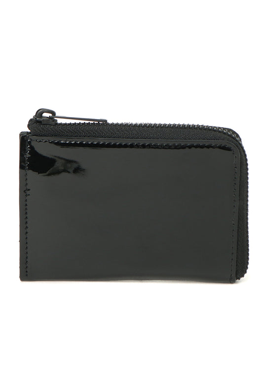 TANNED/ENAMEL-COATED LEATHER ZIPPERED CARD CASE