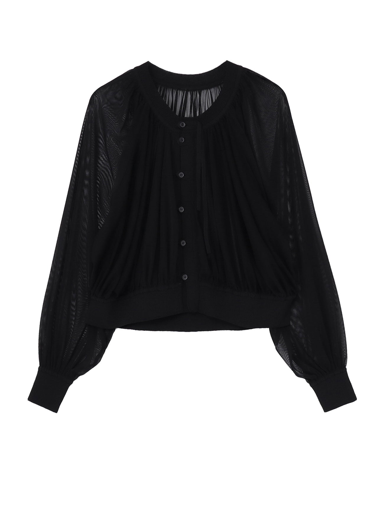 POLYESTER TULLE GATHER SHORT CARDIGAN – THE SHOP YOHJI YAMAMOTO