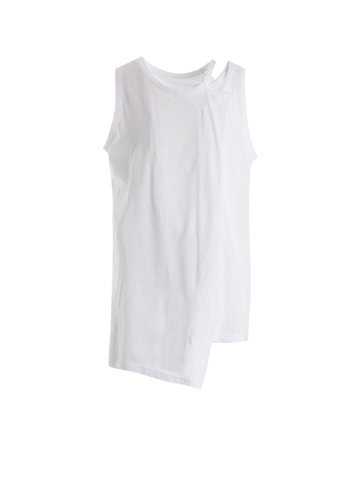 COTTON JERSEY ASYMMETRIC SLEEVLESS TEE