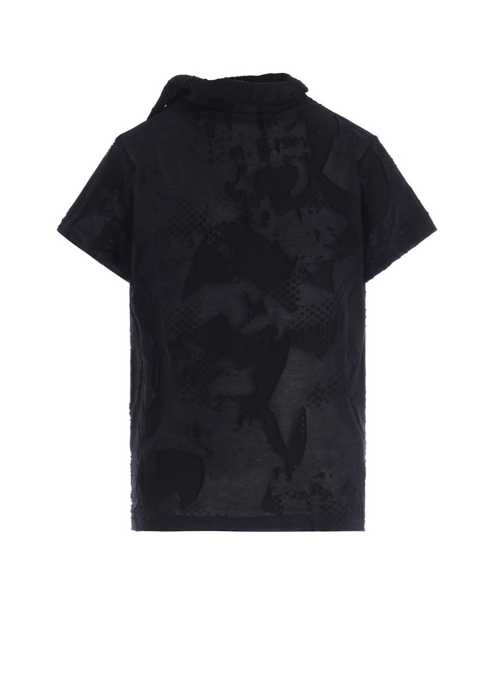 CRUSH JACQUARD OFFNECK SHORT SLEEVE TEE