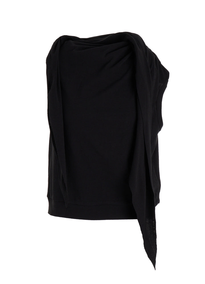 COTTON GAUZE FRAISE DRAPE TIE SLEEVELESS TEE