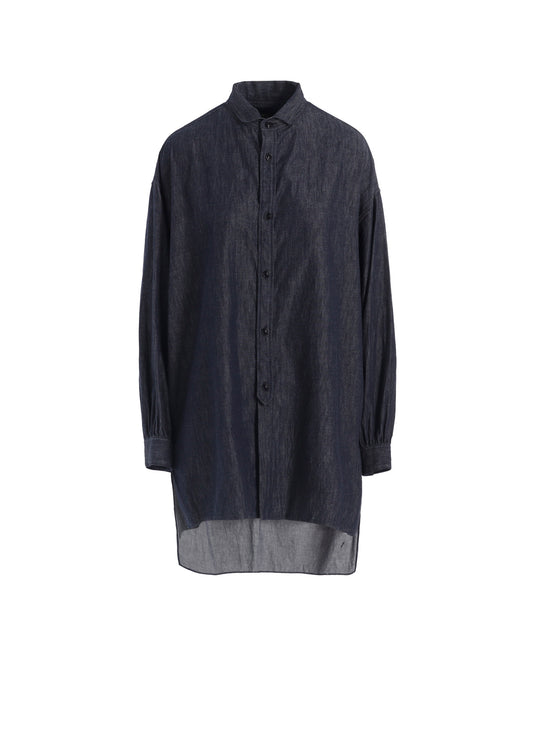 6OZ DENIM GARMENTFINISH DESIGN COLLAR BIG BLOUSE