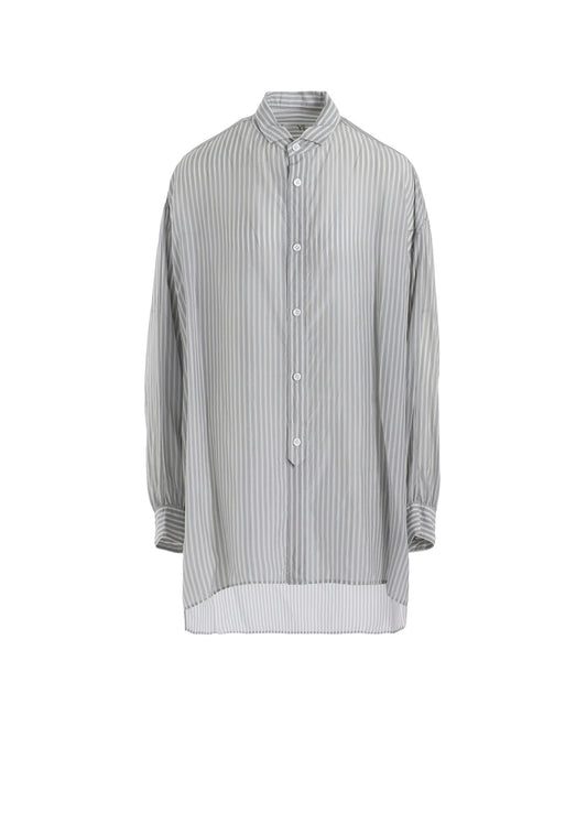 CUPRO STRIPE DESIGN COLLAR BIG BLOUSE