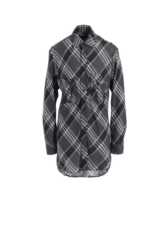 GAUZE PLAID SHOULDER LOOP BLOUSE