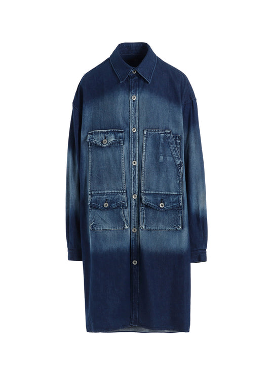 SPOTTED DENIM BIG GOWN BLOUSE