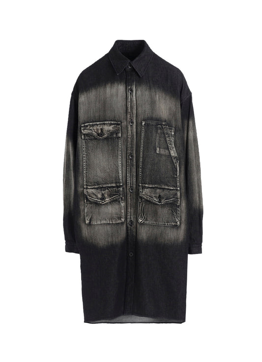 SPOTTED DENIM BIG GOWN BLOUSE