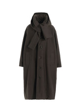 COTTON/FLAX MOLESKIN DETACHABLE HOODIE COAT