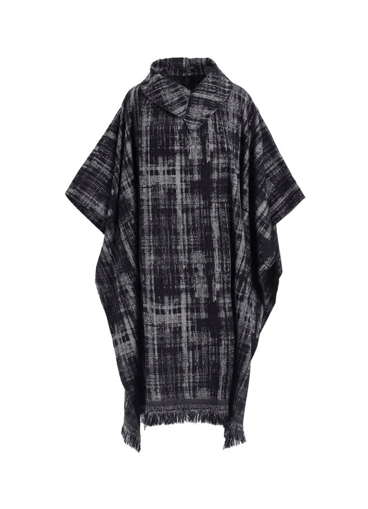 FADED PLAID JACQUARD CLOAK