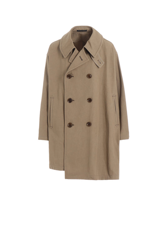 COTTON LINEN TWILL HALF PEA COAT