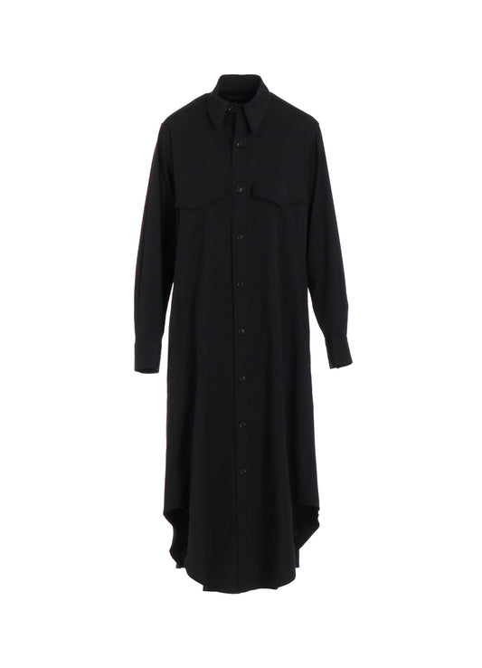 WOOL BLEND TWILL MILITARY LONG DRESS