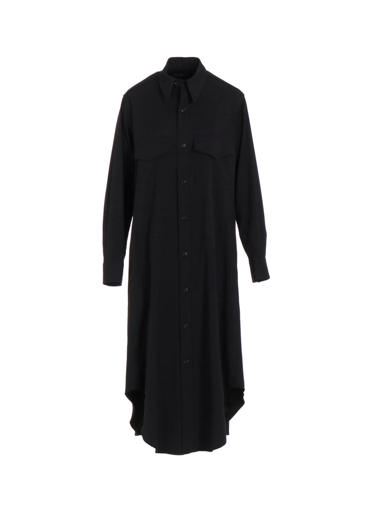 WOOL BLEND TWILL MILITARY LONG DRESS