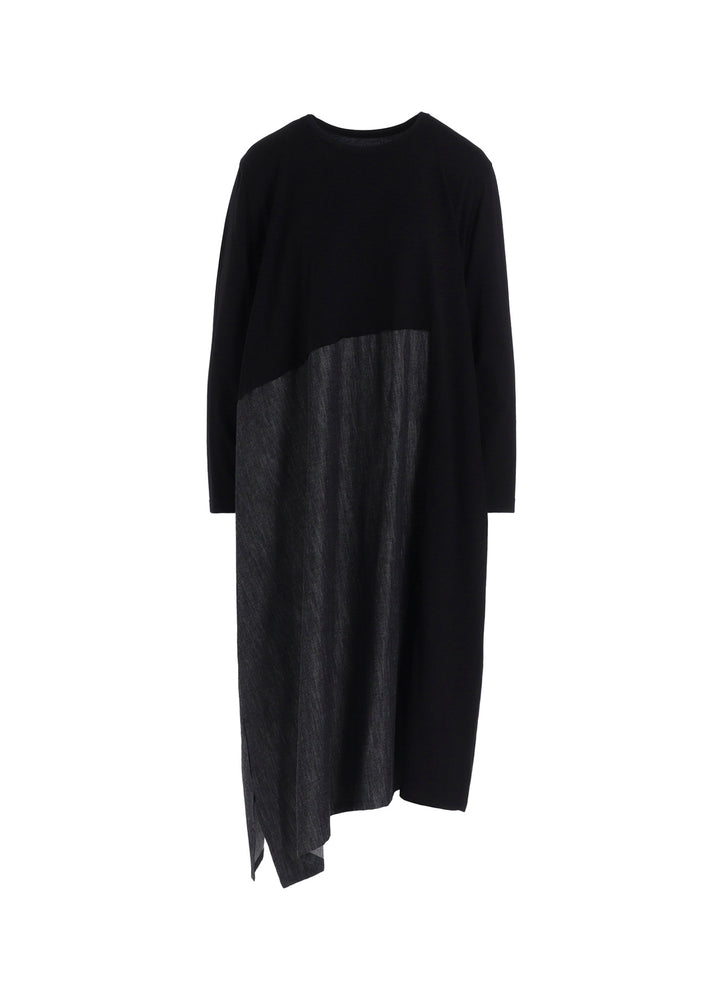 DENIM COMBINATION LONG SLEEVE DRESS