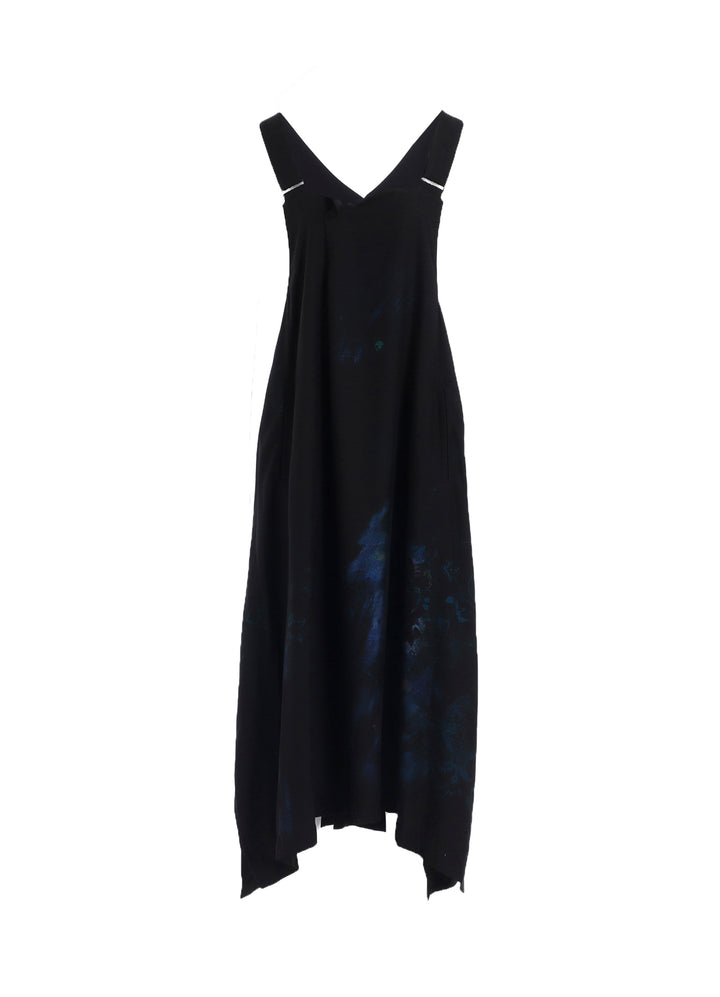 FLOWER/LACE-PREINT DUNGAREE TWILL OVERALLS DRESS