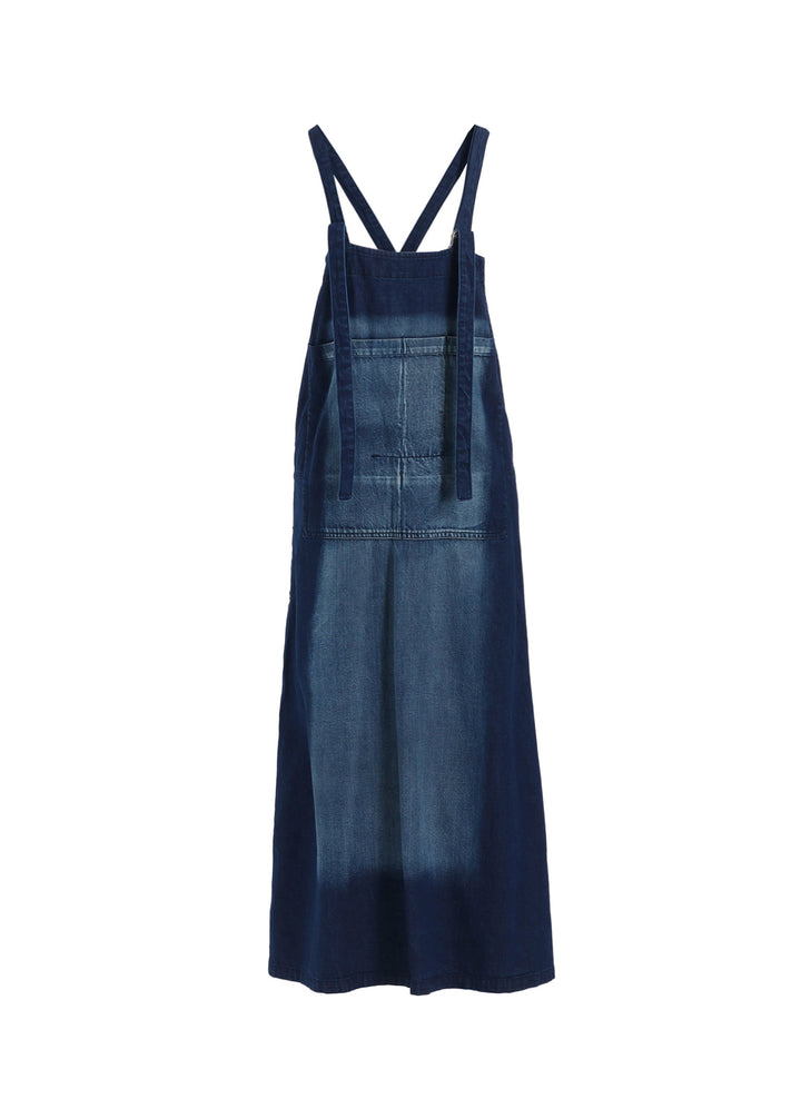 SPOTTED DENIM SALOPETTE SKIRT