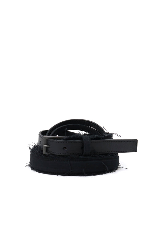 LEATHER/COTTON TWILL DOUBLE BELT