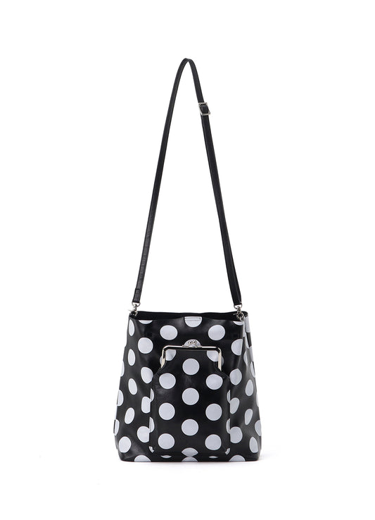 COW LEATHER METAL CLASP POLKA DOT TOTE BAG
