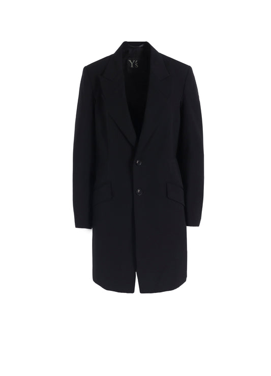 WOOL GABARDINE PEAKED LAPEL JACKET