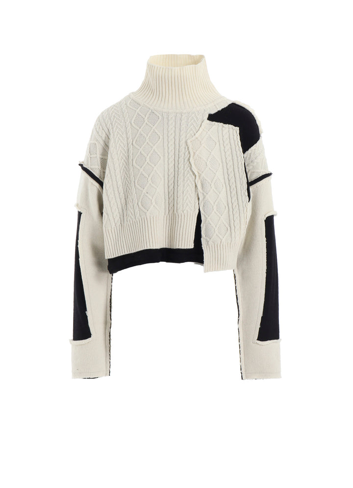 DECONSTRUCTED DESIGN CABLE KNIT PULLOVER