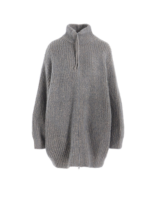 FLEECE RAISED ZIP-UP CARDIGAN