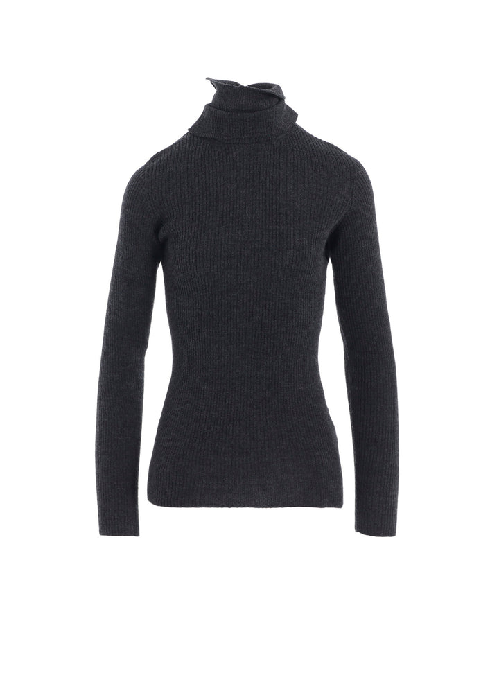 DOUBLE HIGH NECK RIB PULLOVER