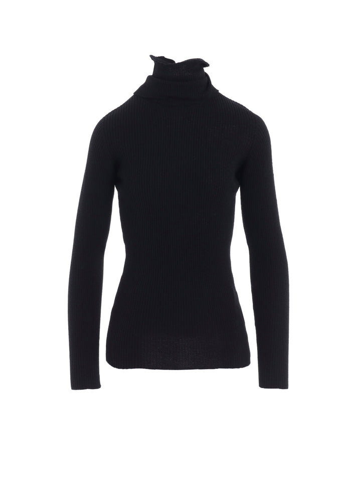 DOUBLE HIGH NECK RIB PULLOVER