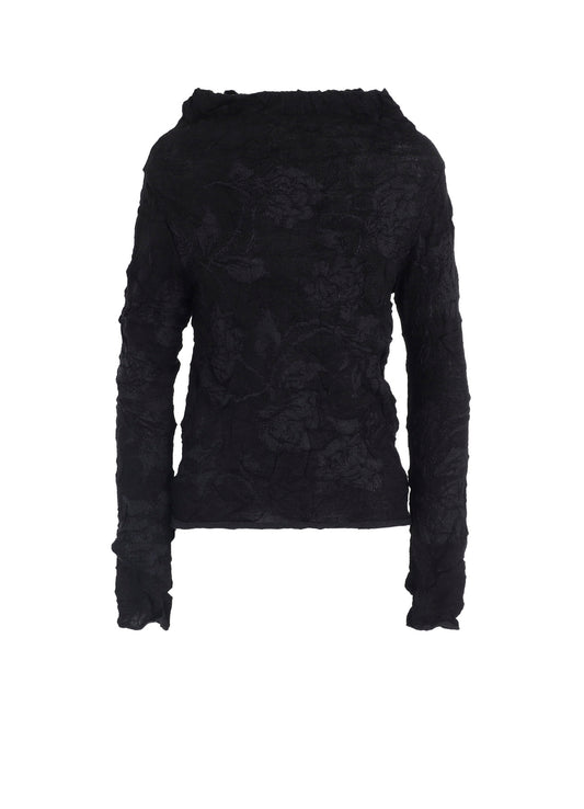 BIG FLOWER WRINKLED KNIT PULLOVER
