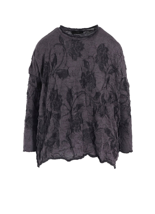 BIG FLOWER WRINKLED BIG KNIT PULLOVER