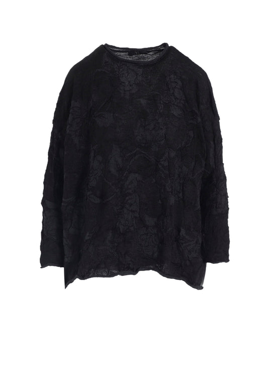 BIG FLOWER WRINKLED BIG KNIT PULLOVER