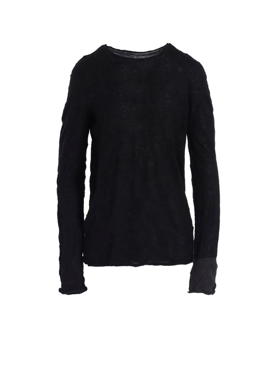 ROUND NECK WRINKLED LONG SLEEVE PULLOVER