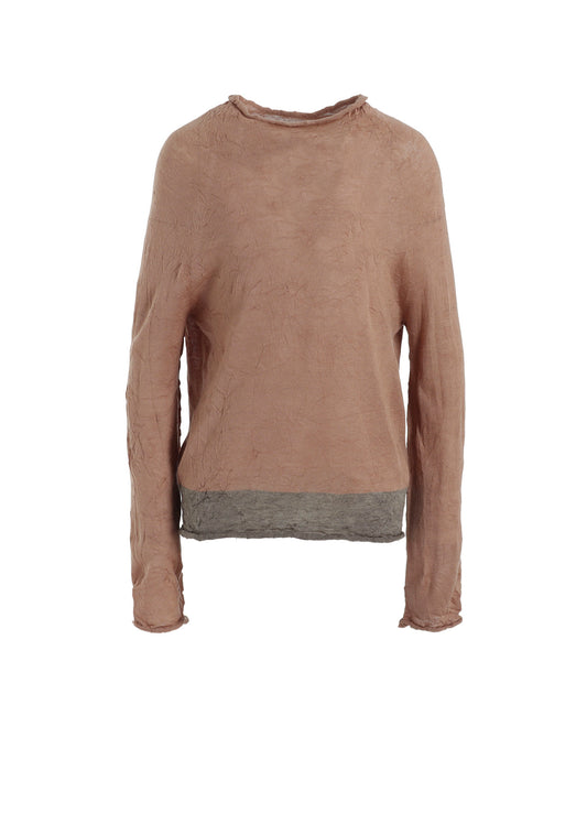 OFF NECK WRINKLED LONG SLEEVE PULLOVER