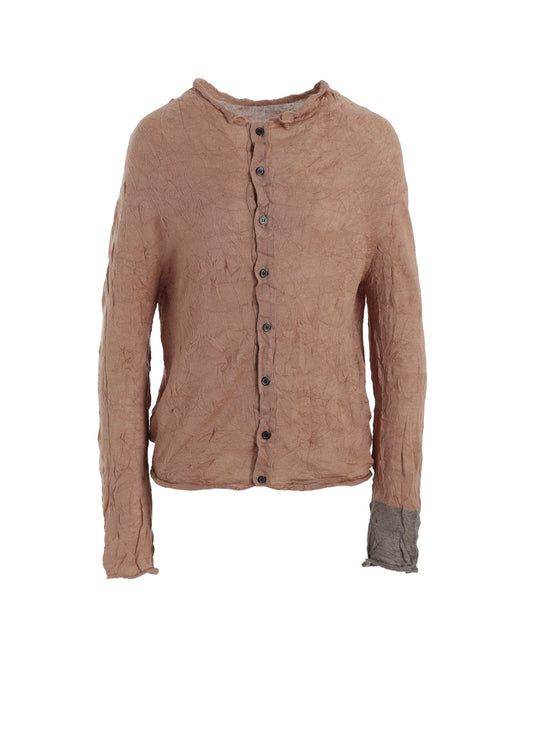 OFF NECK WRINKLED LONG SLEEVE CARDIGAN