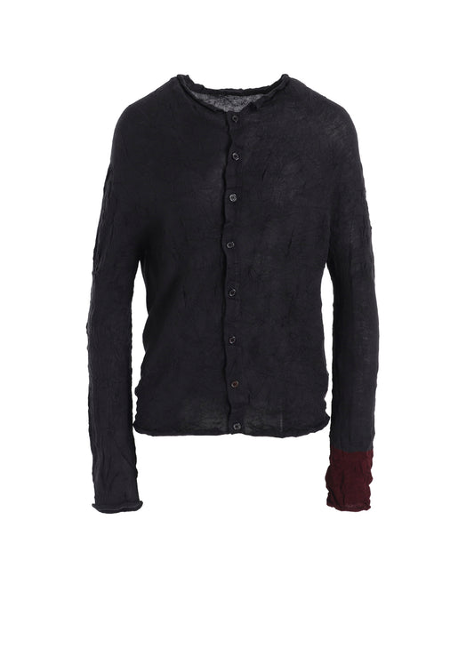 OFF NECK WRINKLED LONG SLEEVE CARDIGAN