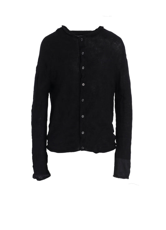 OFF NECK WRINKLED LONG SLEEVE CARDIGAN