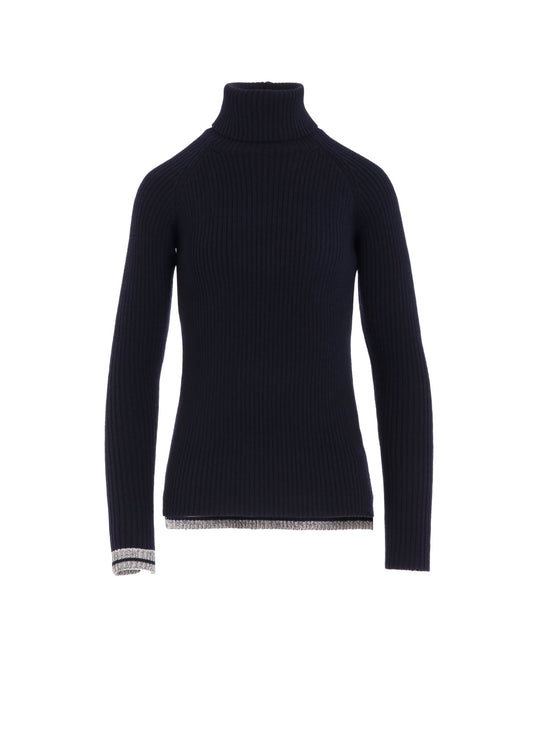 RIBBED HIGH NECK PULLOVER