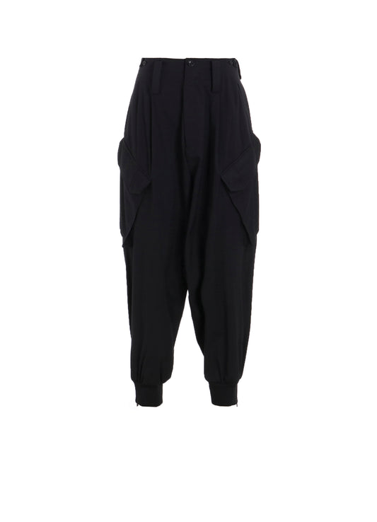 WOOL BLEND TWILL RIB HEM PANTS