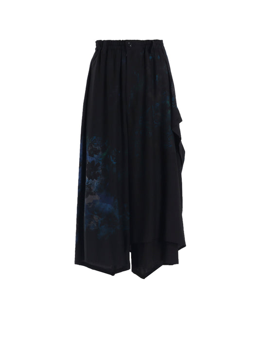 FLOWER/LACE-PREINT DUNGAREE TWILL PANTS