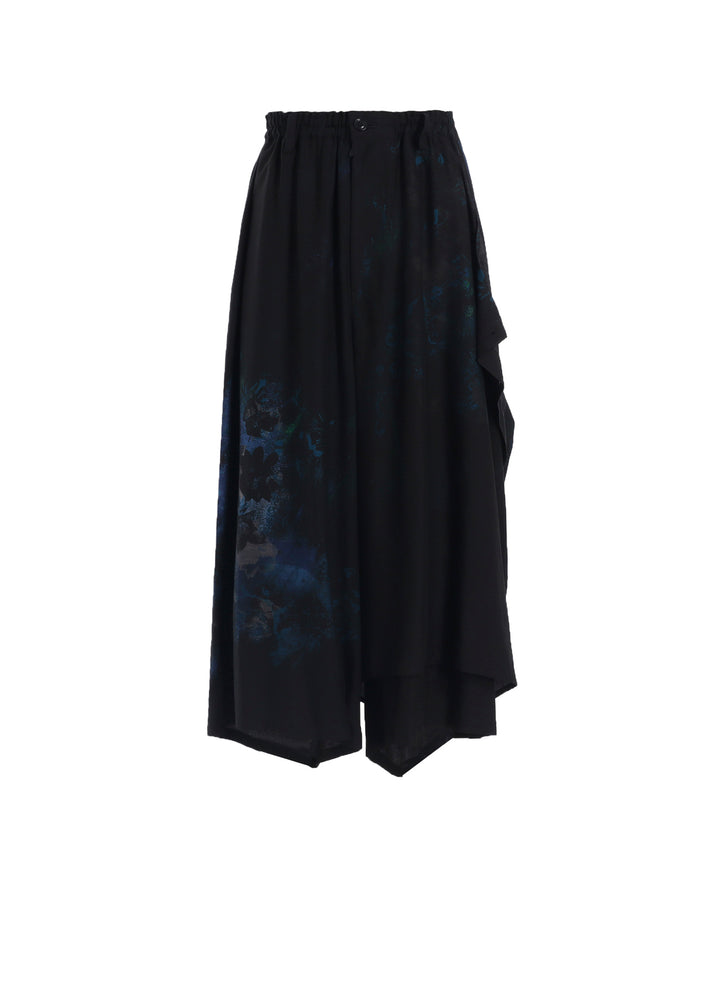 FLOWER/LACE-PREINT DUNGAREE TWILL PANTS