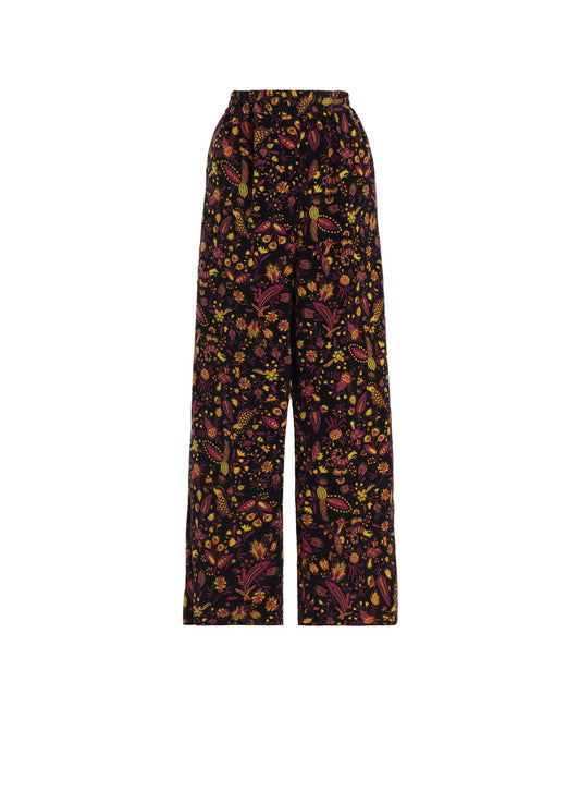 FLOWER PRINT ELASTIC WAIST PANTS