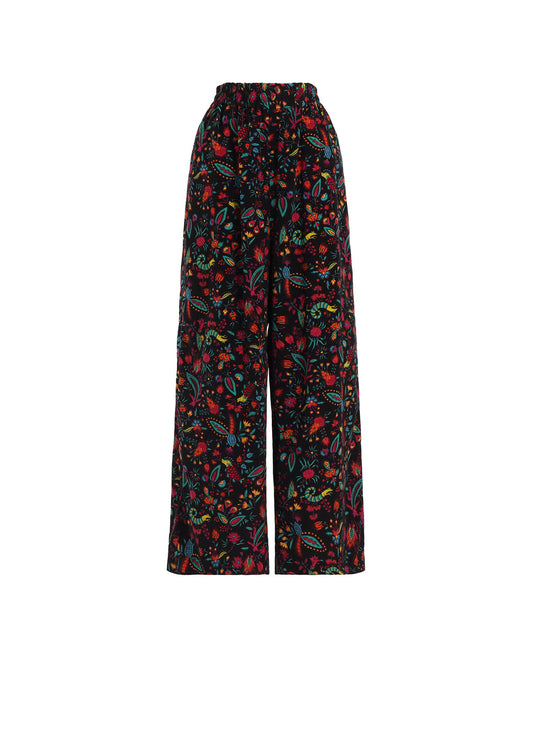 FLOWER PRINT ELASTIC WAIST PANTS