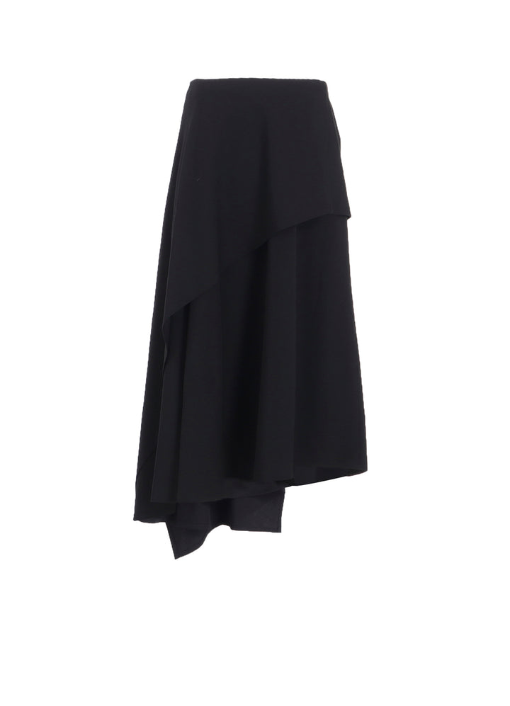 WOOL GABARDINE MIDDLE LENGTH ASYMMETRIC SKIRT