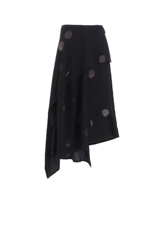 BUTTERFLY-PRINT DUNGAREE TWILL ASYMMETRIC MIDI SKIRT