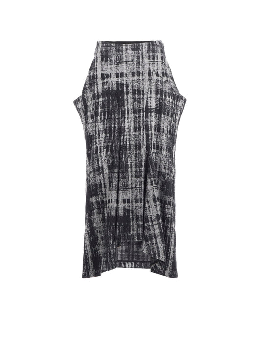 FADED PLAID JACQUARD DROP SKIRT
