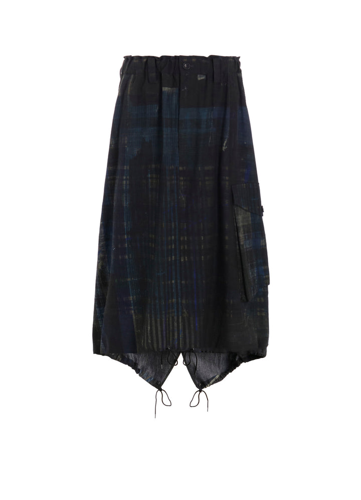 FADED PLAID 6OZ DENIM FISH TAIL SKIRT