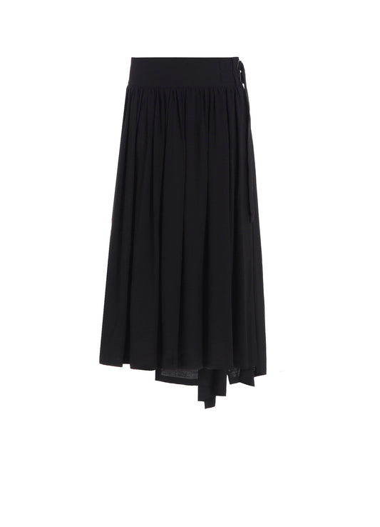 HARD-TWIST SERGE ASYMMTRIC GATHER SKIRT