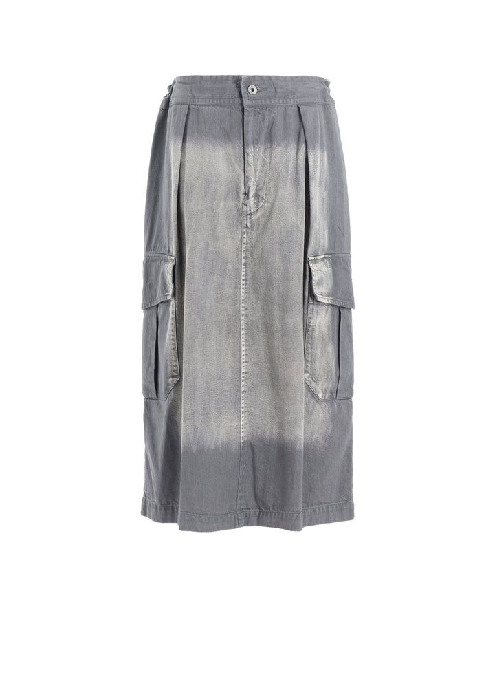 SPOTTED DENIM SIDE POCKET STRAIGHT SKIRT