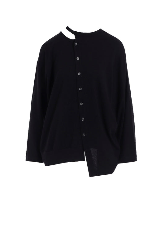 SOFT GAUZE JERSEY ASYMMETRIC DRAPE CARDIGAN