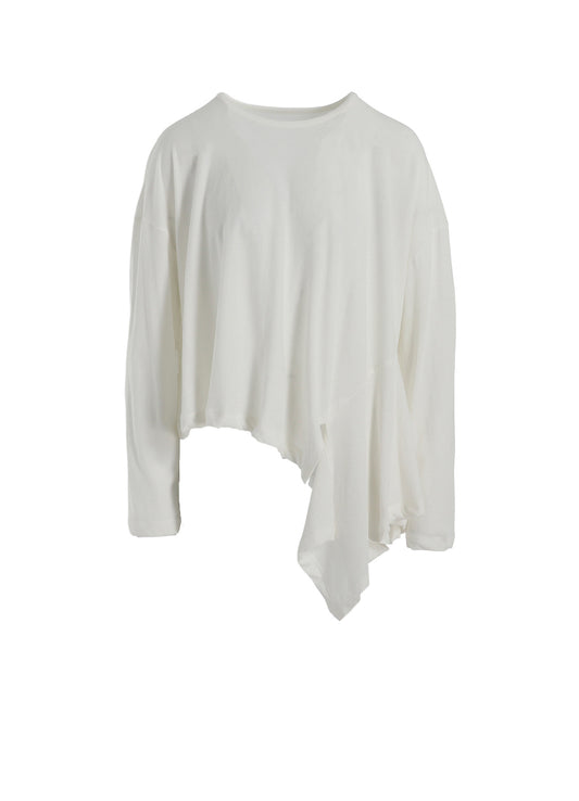 HARD-TWISTED JERSEY ASYMMETRIC ROUND NECK T
