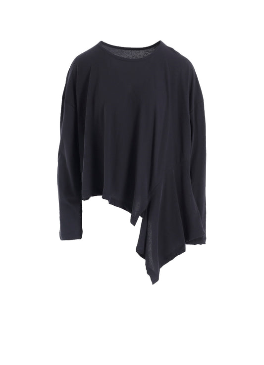 HARD-TWISTED JERSEY ASYMMETRIC ROUND NECK T