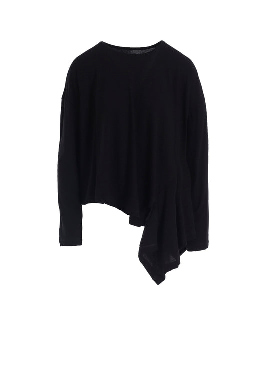 HARD-TWISTED JERSEY ASYMMETRIC ROUND NECK T